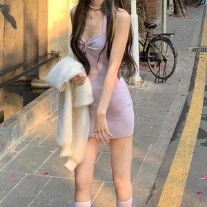 Pure desire suspender dress women's summer pink hot girl temperament tight sexy